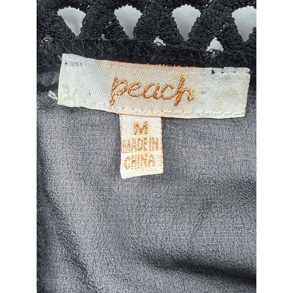 Peach Women’s black semi sheer lace bell sleeves blouse top - size medium - Picture 5 of 10